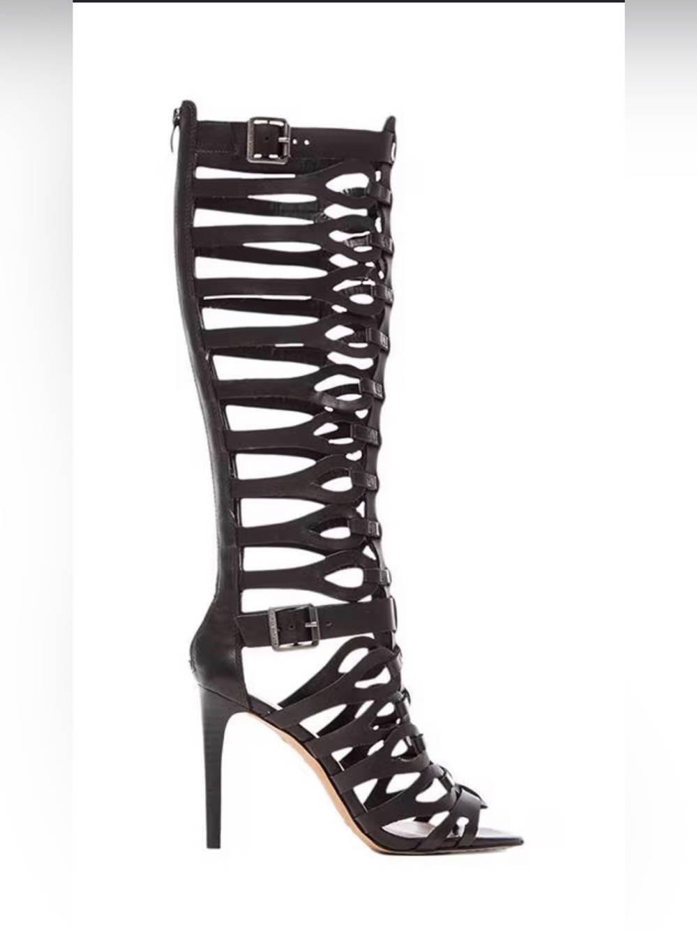 Vince Camuto Black Gladiator Cutout Knee-High Stiletto Boots